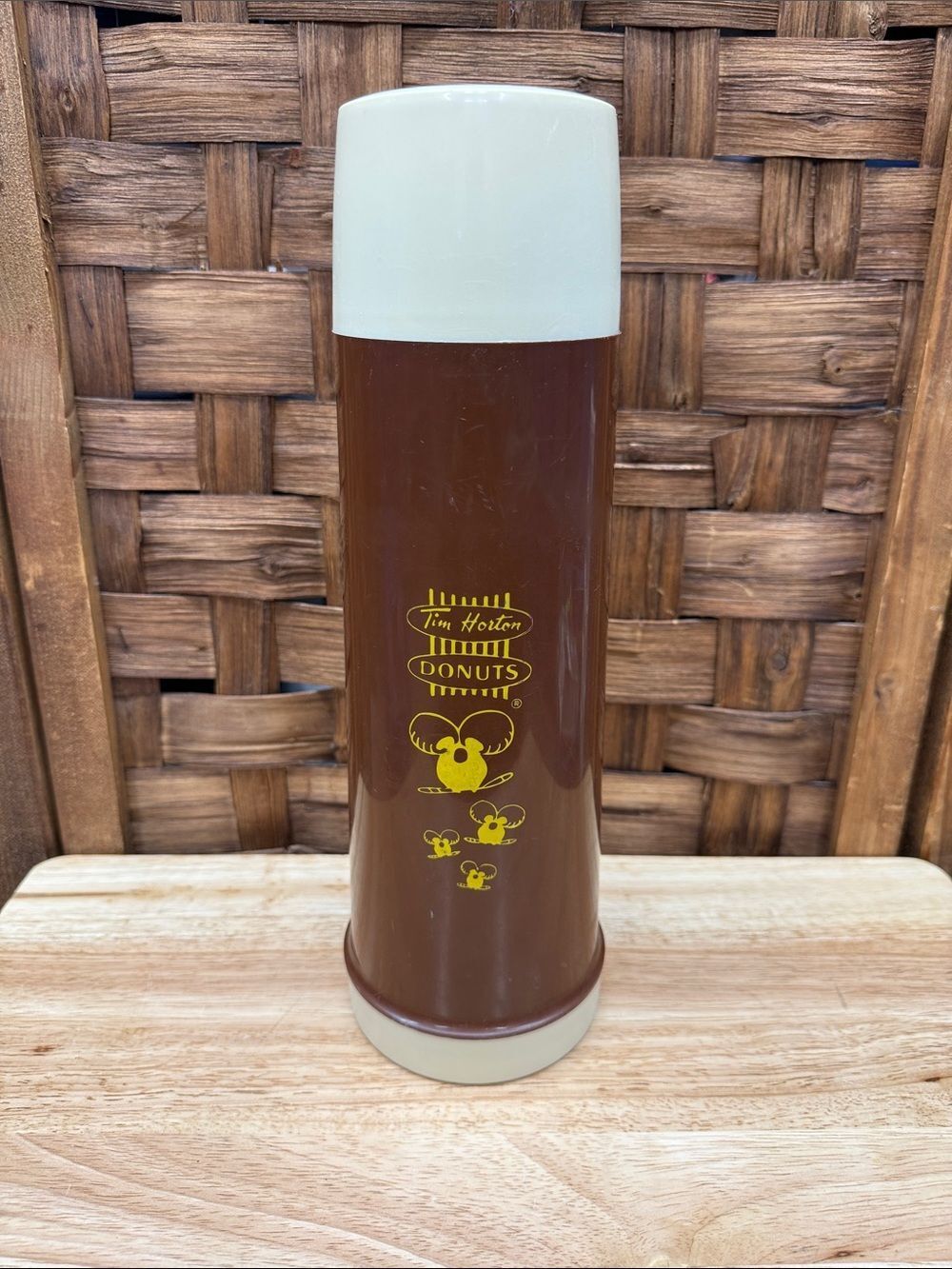 Vintage Thermos Tim Hortons Brown and Cream Insulated Travel Bottle